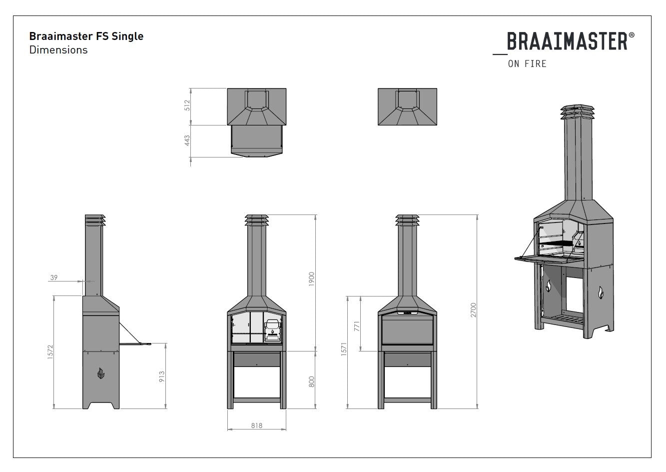 FS Single black complete opstelling Braaimaster