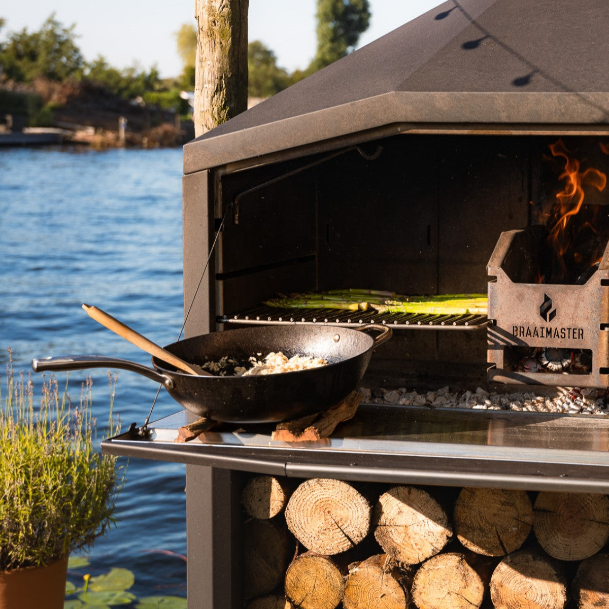 Braaimaster FS Single Black RVS Braaimaster