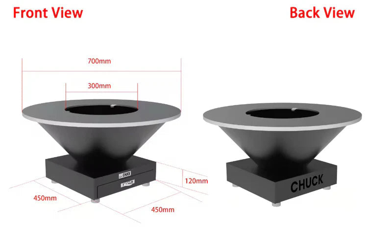 Chuck open-vuur plancha voor 2 of meer Chuck