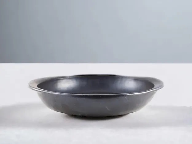 Flat Oval Oven Dish Black Pottery