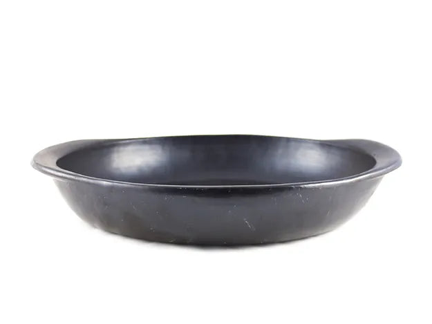Flat Oval Oven Dish Black Pottery
