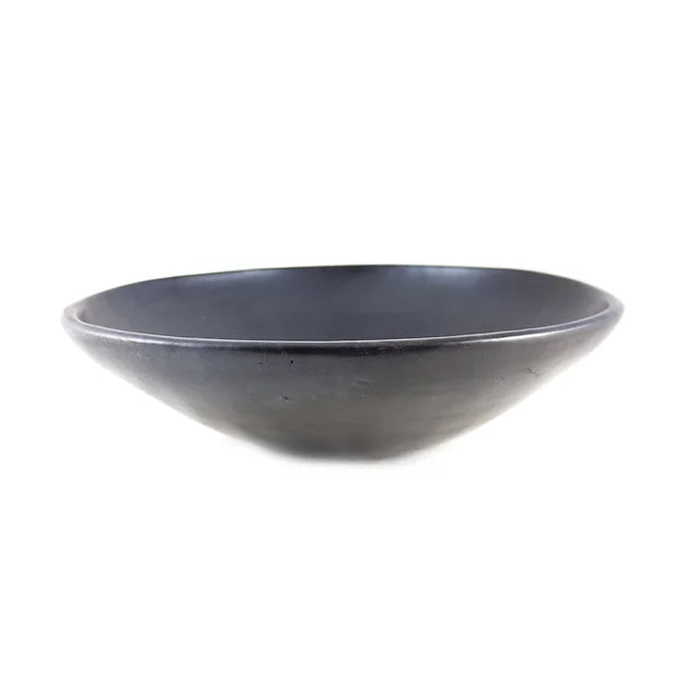 Flat Salad Bowl Black Pottery