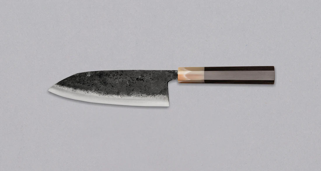 Japans precisie mes Santoku Kuro-uchi met Ebony Handvat – 165 mm Braainest