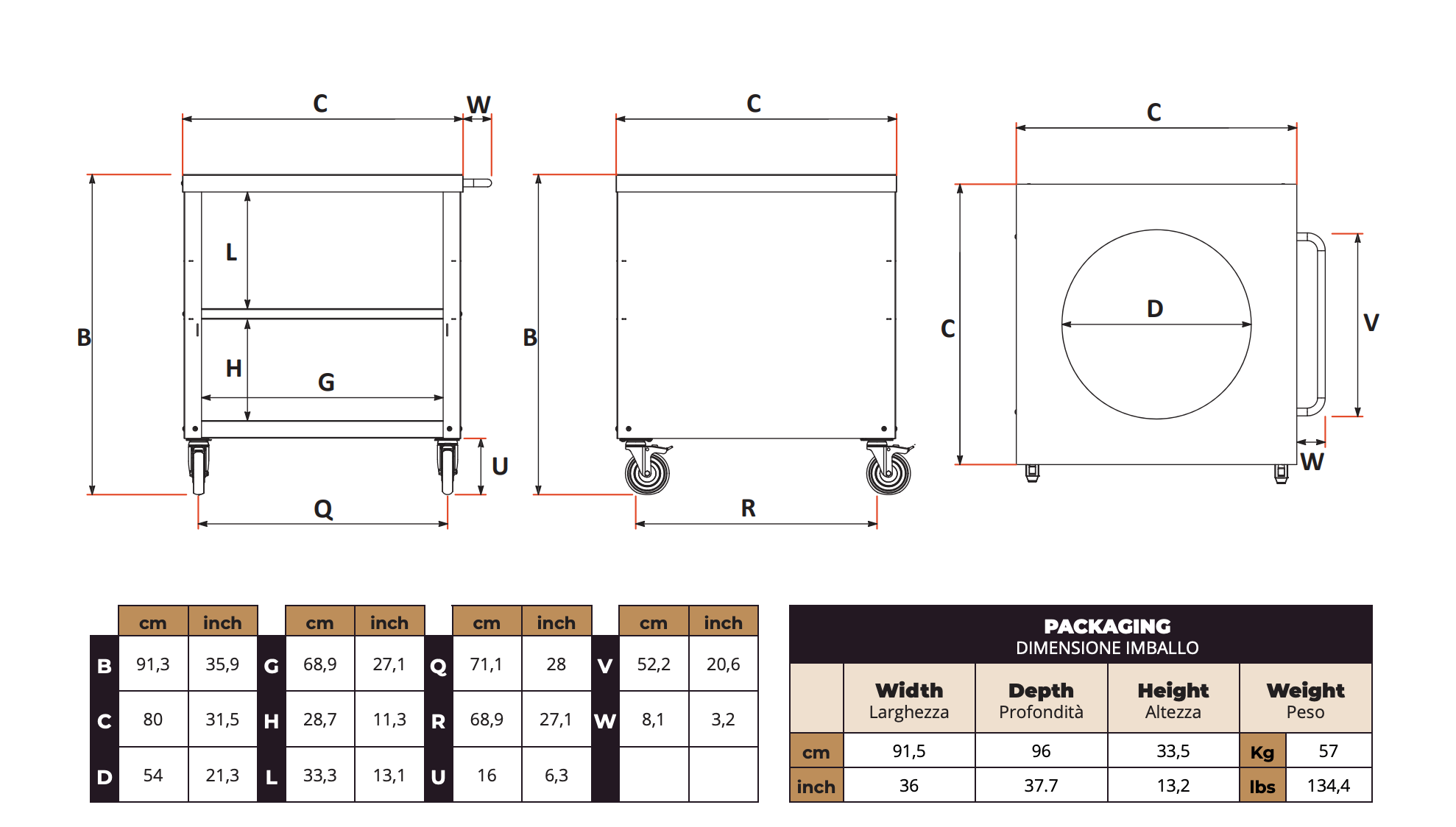 Kamado Large Module Onderstel voor Kamado BBQ Alfa Forni