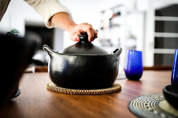 Round Casserole Black Pottery