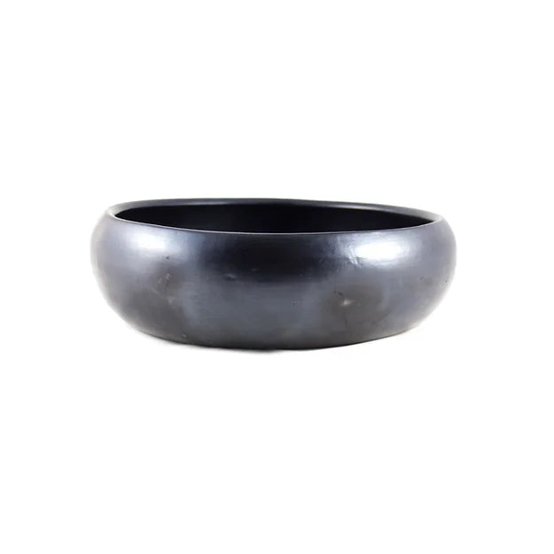 Round Low Bowl Black Pottery