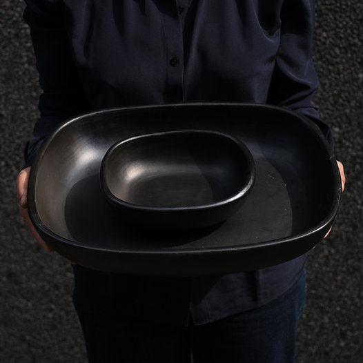 Square Oven Dish Black Pottery