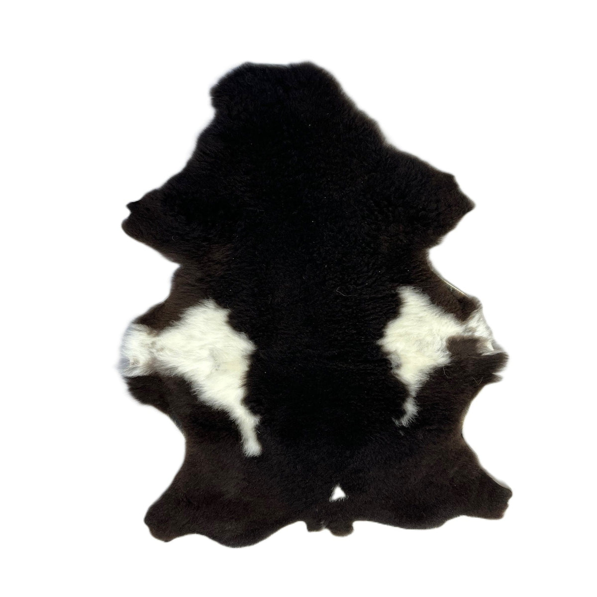 Merino schapenvacht 1m x 0,7m - Wit - Bruin - Gevlekt Braainest