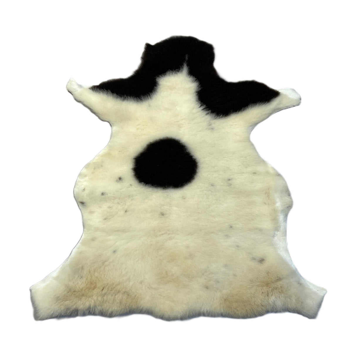 Merino schapenvacht 1m x 0,7m - Wit - Bruin - Gevlekt Braainest