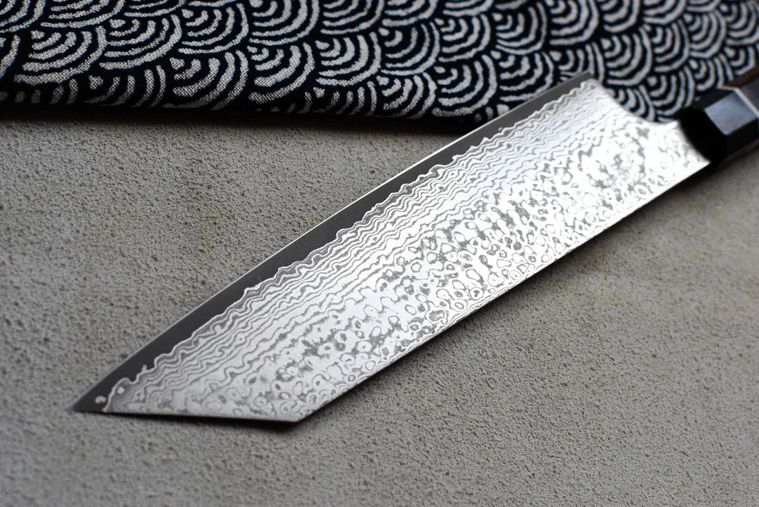 Suncraft Bunka Black Damascus 200 mm – Veelzijdig Japans Keukenmes Braainest