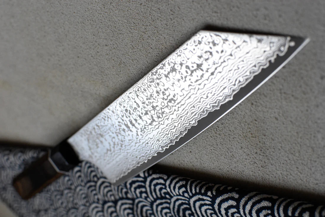 Suncraft Bunka Black Damascus 200 mm – Veelzijdig Japans Keukenmes Braainest