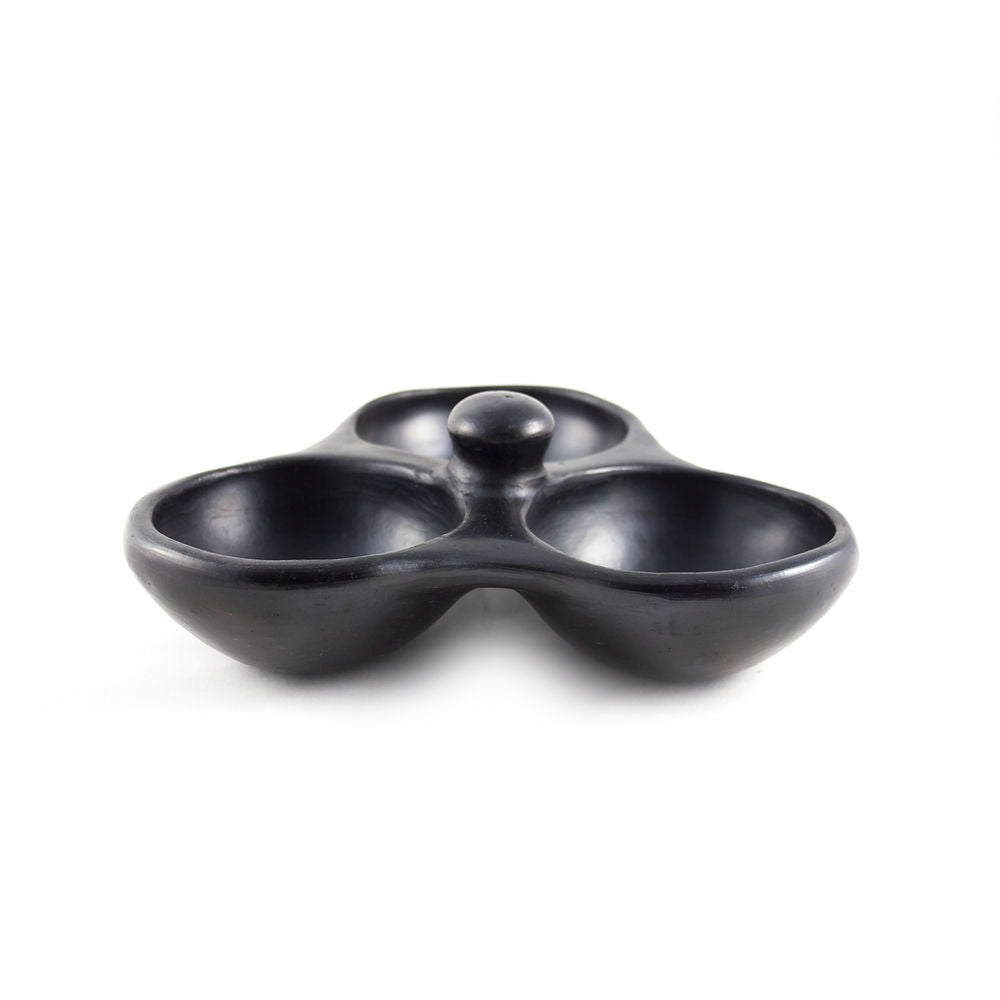 Triple Sauceboat Black Pottery
