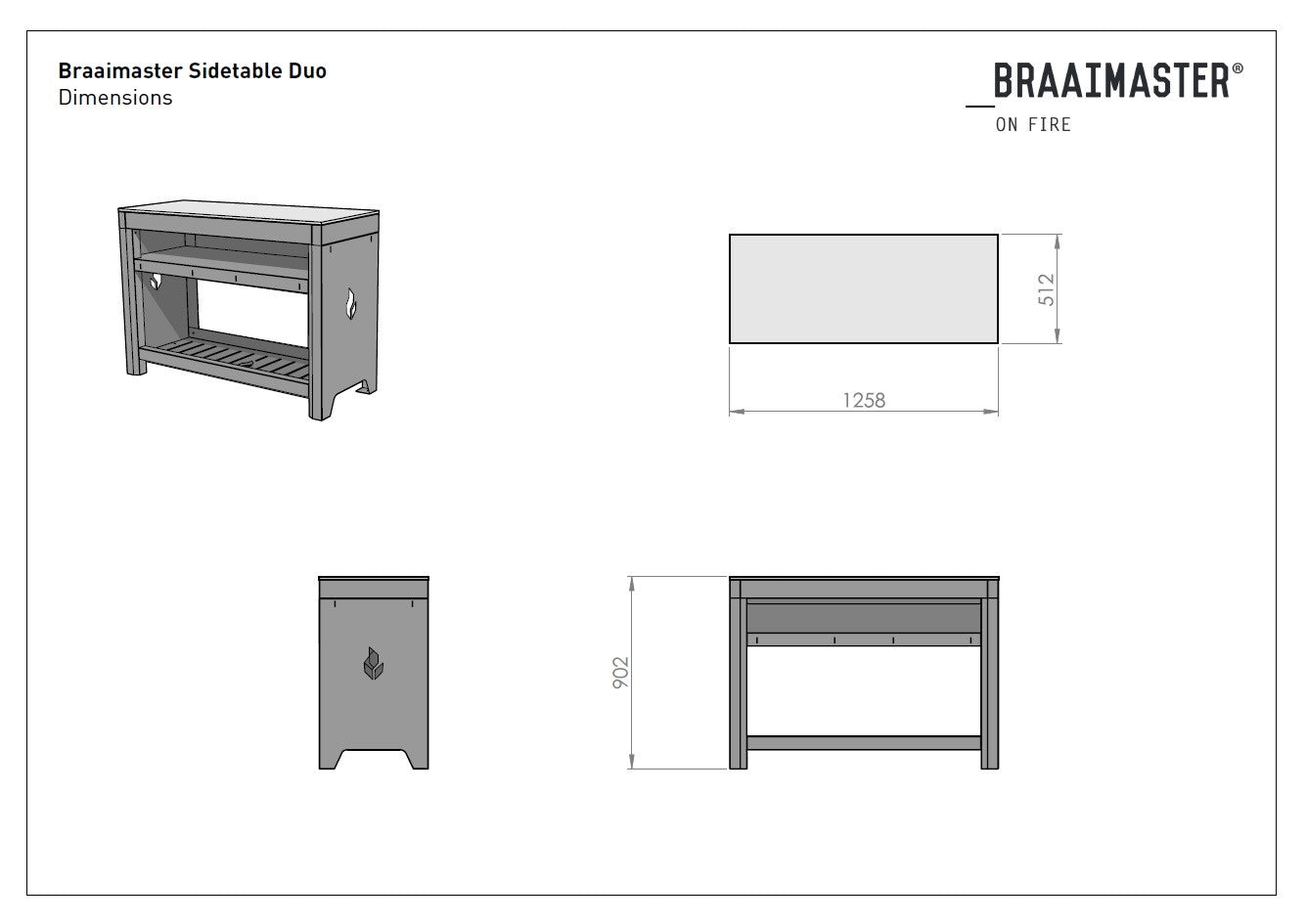 Zijtafel duo 126cm Braaimaster
