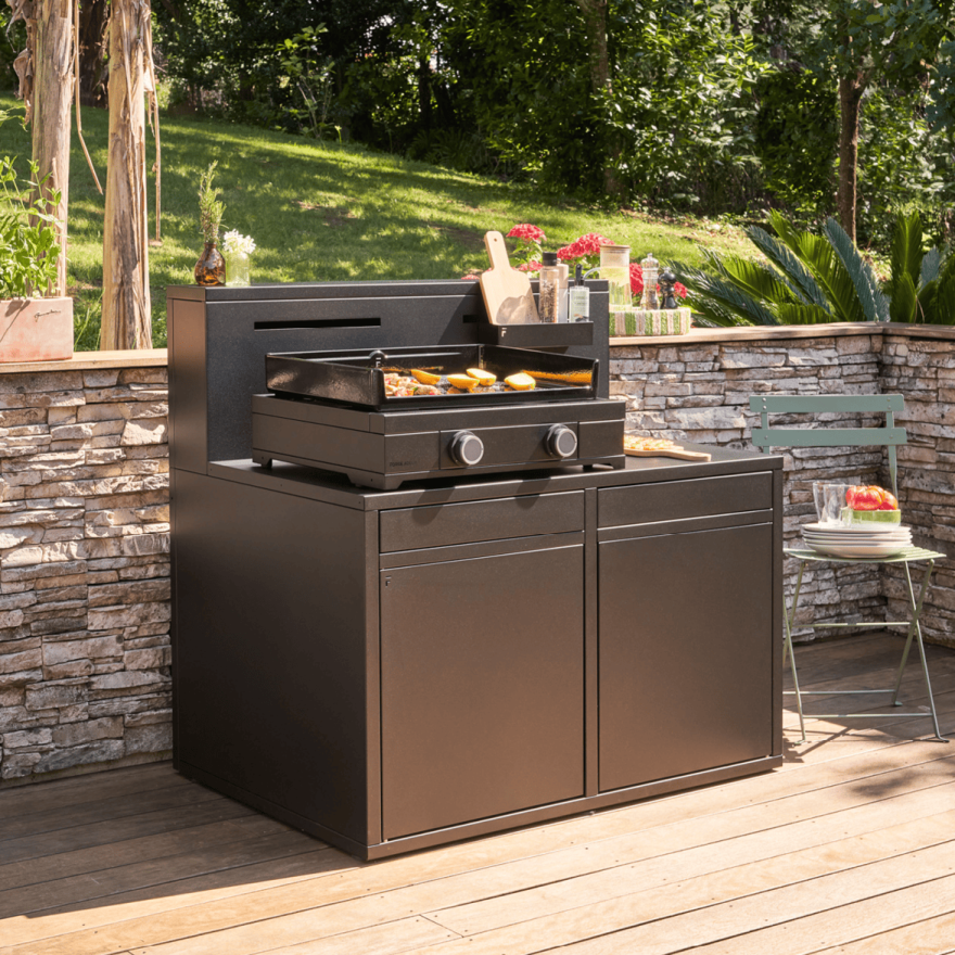 Buitenkeuken module met barblad 120 cm zwart staal - Forge Adour Forge Adour