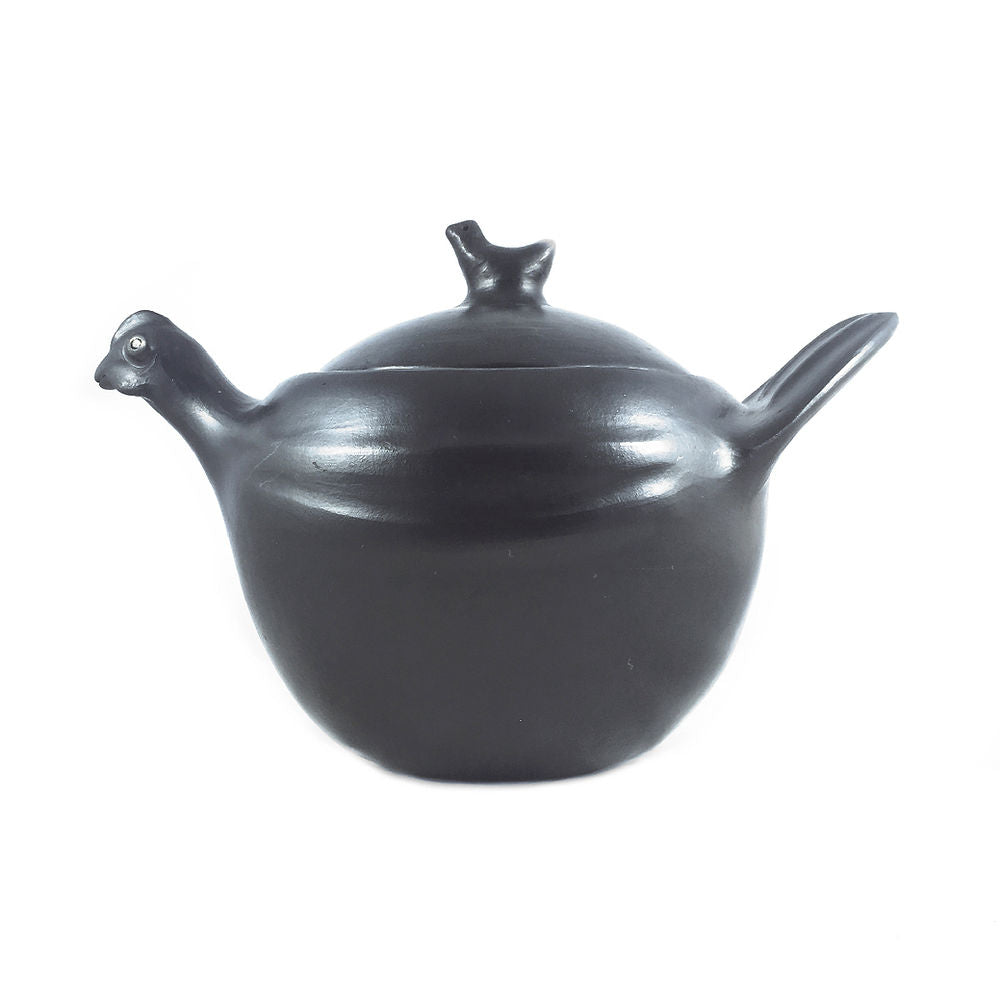 Chicken Cooking Pot + lid Black Pottery