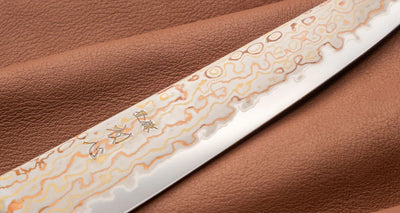 Design Japans Keukenmes 150mm - Hayabusa Petty Aogami #2 Rainbow Damascus Braainest