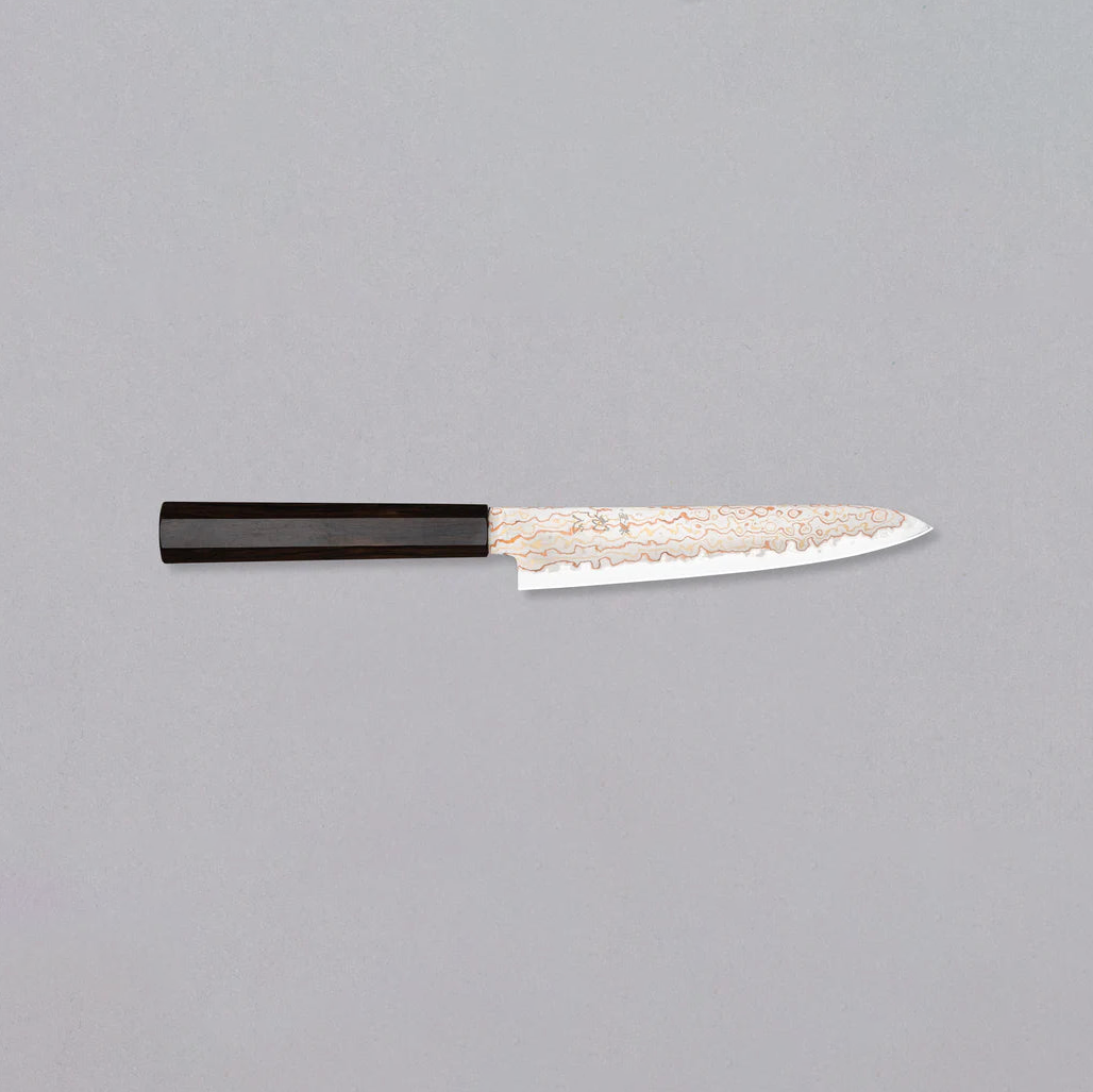 Design Japans Keukenmes 150mm - Hayabusa Petty Aogami #2 Rainbow Damascus Braainest