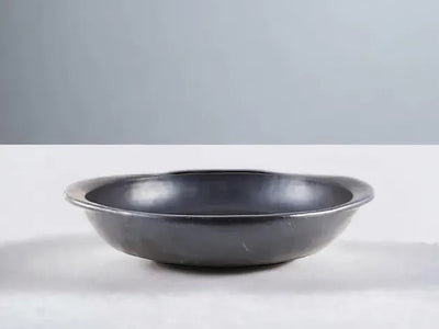 Flat Oval Oven Dish Black Pottery