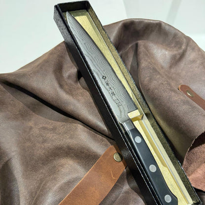 Lederen BBQ Schort & Japans Keukenmes Geschenkset Braainest