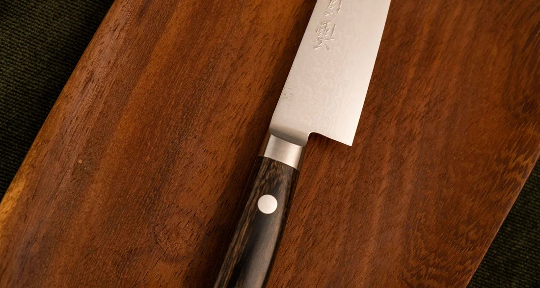 Kajiyamura Hakuun Petty VG-10 Damascus Japans mes 120mm Braainest