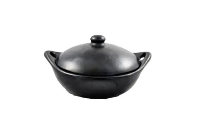 Lower Round Casserole Black Pottery