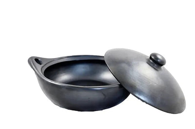 Lower Round Casserole Black Pottery