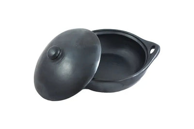 Lower Round Casserole Black Pottery