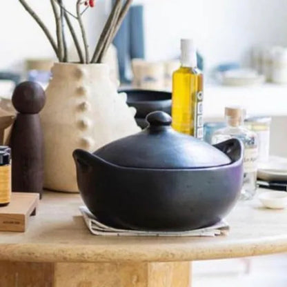 Oval Casserole Black Pottery