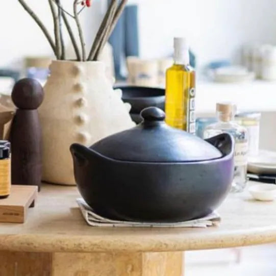 Oval Casserole Black Pottery