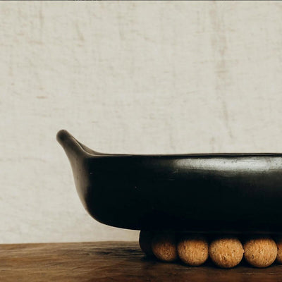 Oval Oven Dish Black Pottery