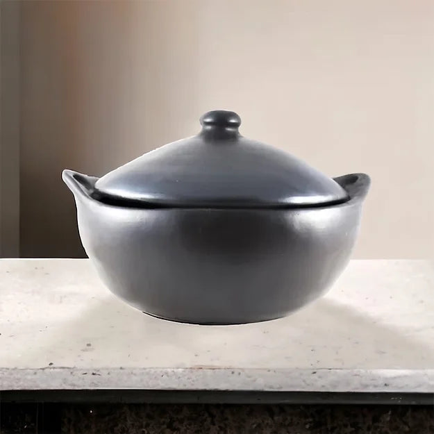 Oval Casserole Black Pottery