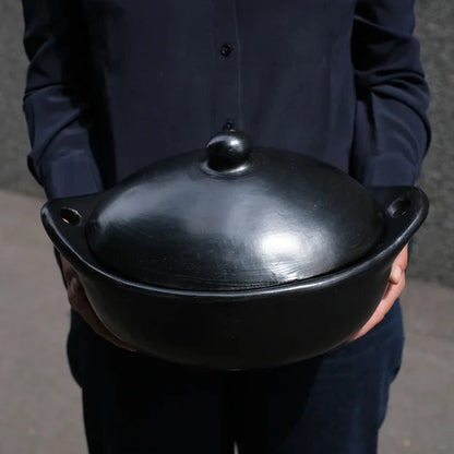 Oval Casserole Black Pottery