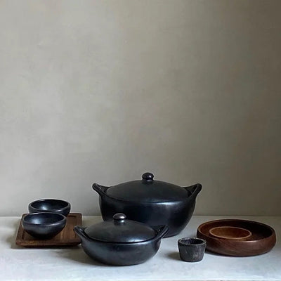 Oval Casserole Black Pottery