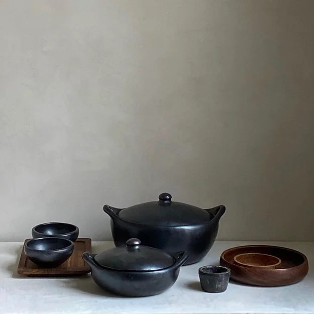 Oval Casserole Black Pottery