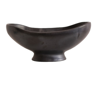 Oval Table Centrepiece With Foot Black Pottery