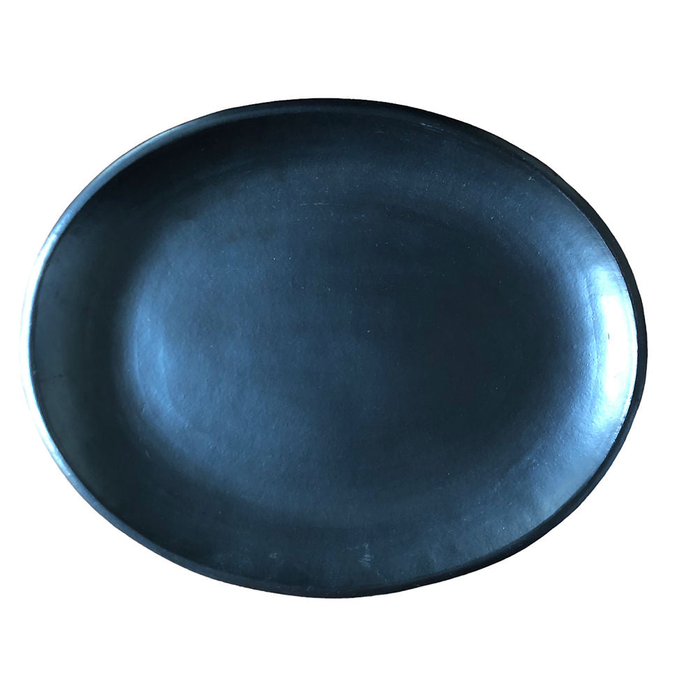 Oval Low Plate Black Pottery