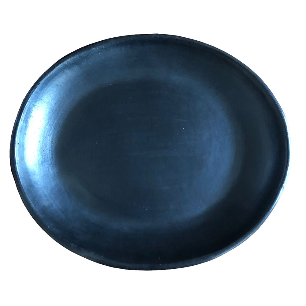 Oval Low Plate Black Pottery