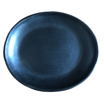 Oval Low Plate Black Pottery