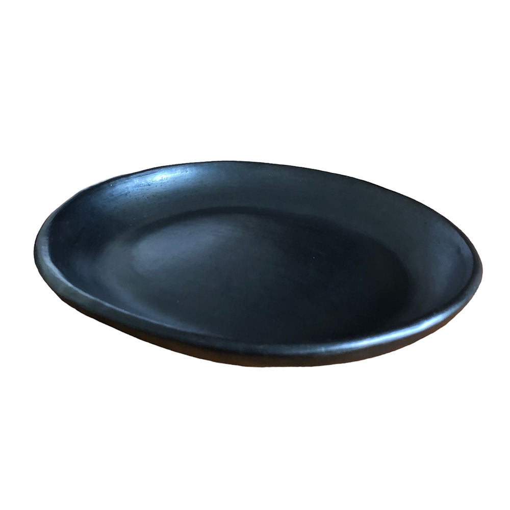 Oval Low Plate Black Pottery