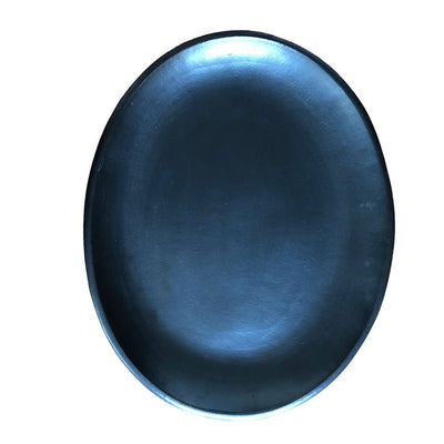 Oval Low Plate Black Pottery