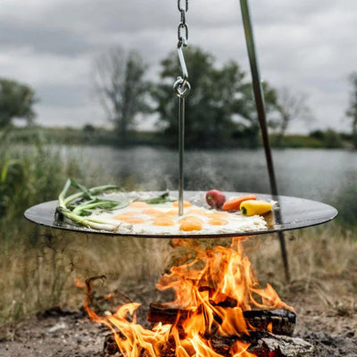 Hangende Grillplaat Driepoot – Open Vuur BBQ 56 cm Braainest