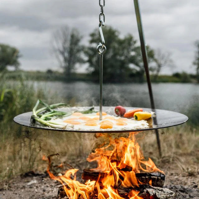 Hangende Grillplaat Driepoot – Open Vuur BBQ 56 cm Braainest