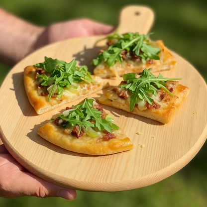 Pizza plank hout | Ronde tapas & serveerplank met handvat Braainest