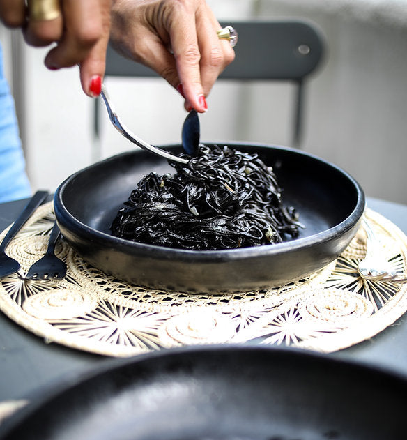 Plate With Large Edge Black Pottery