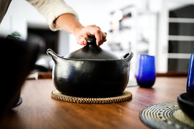 Round Casserole Black Pottery