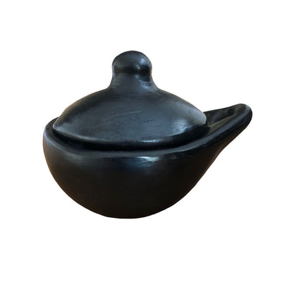 Sauce Bowl With One Handle Black Pottery