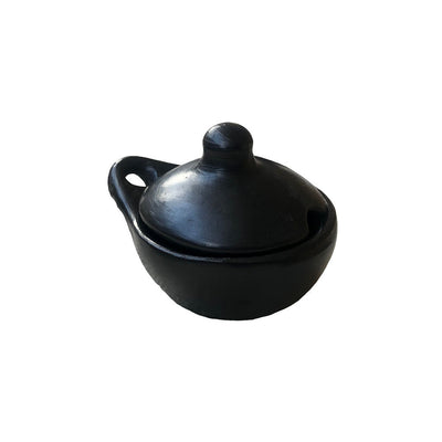 Sauce Bowl With One Handle Black Pottery