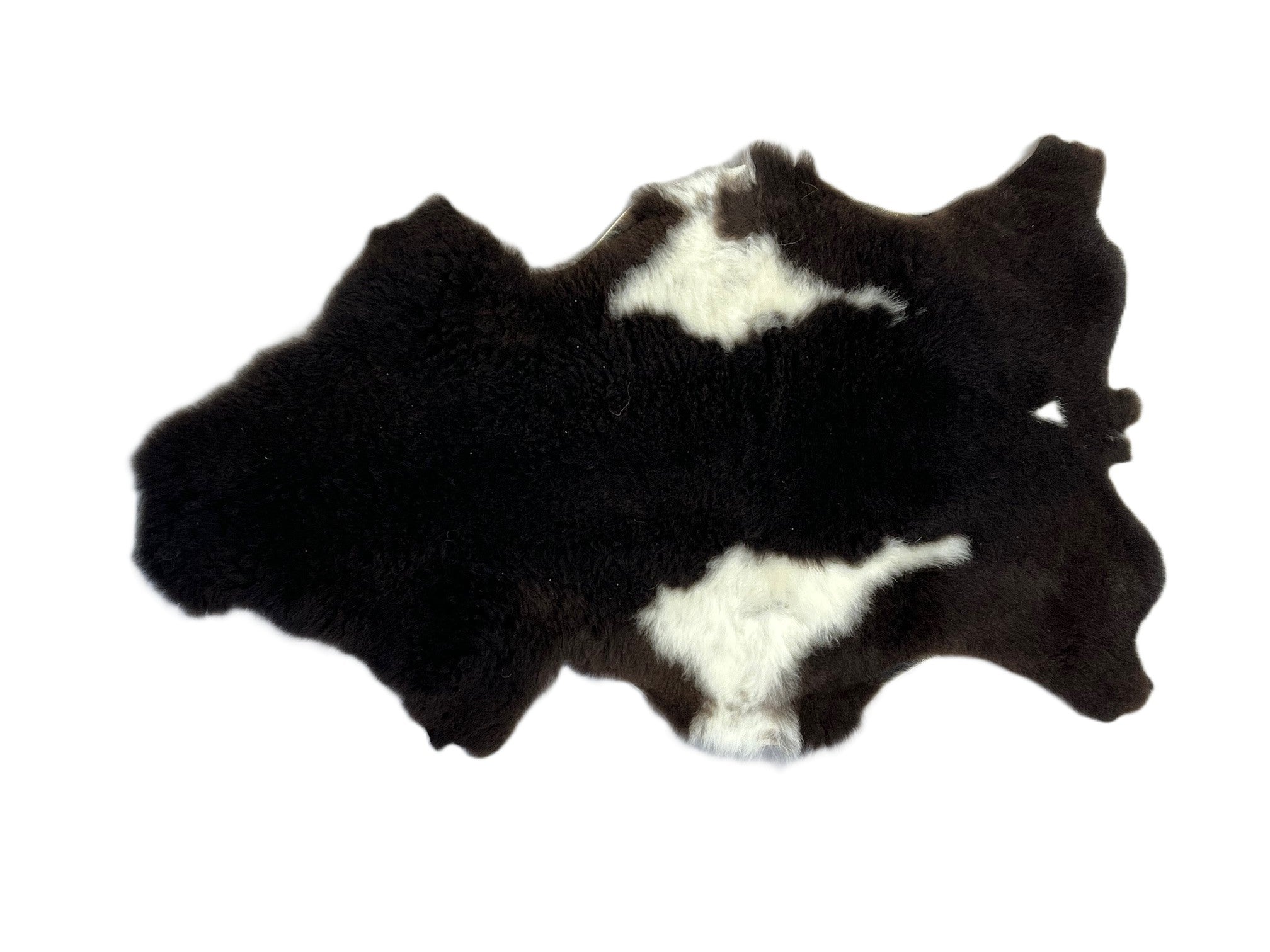 Merino schapenvacht 1m x 0,7m - Wit - Bruin - Gevlekt Braainest