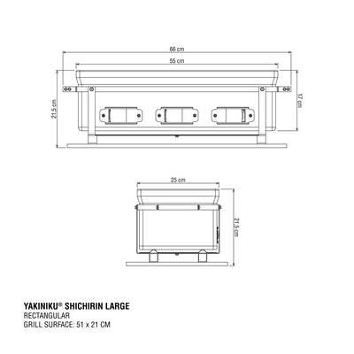 YAKINIKU Shichirin Rectangle Keramiek RVS LARGE Yakiniku