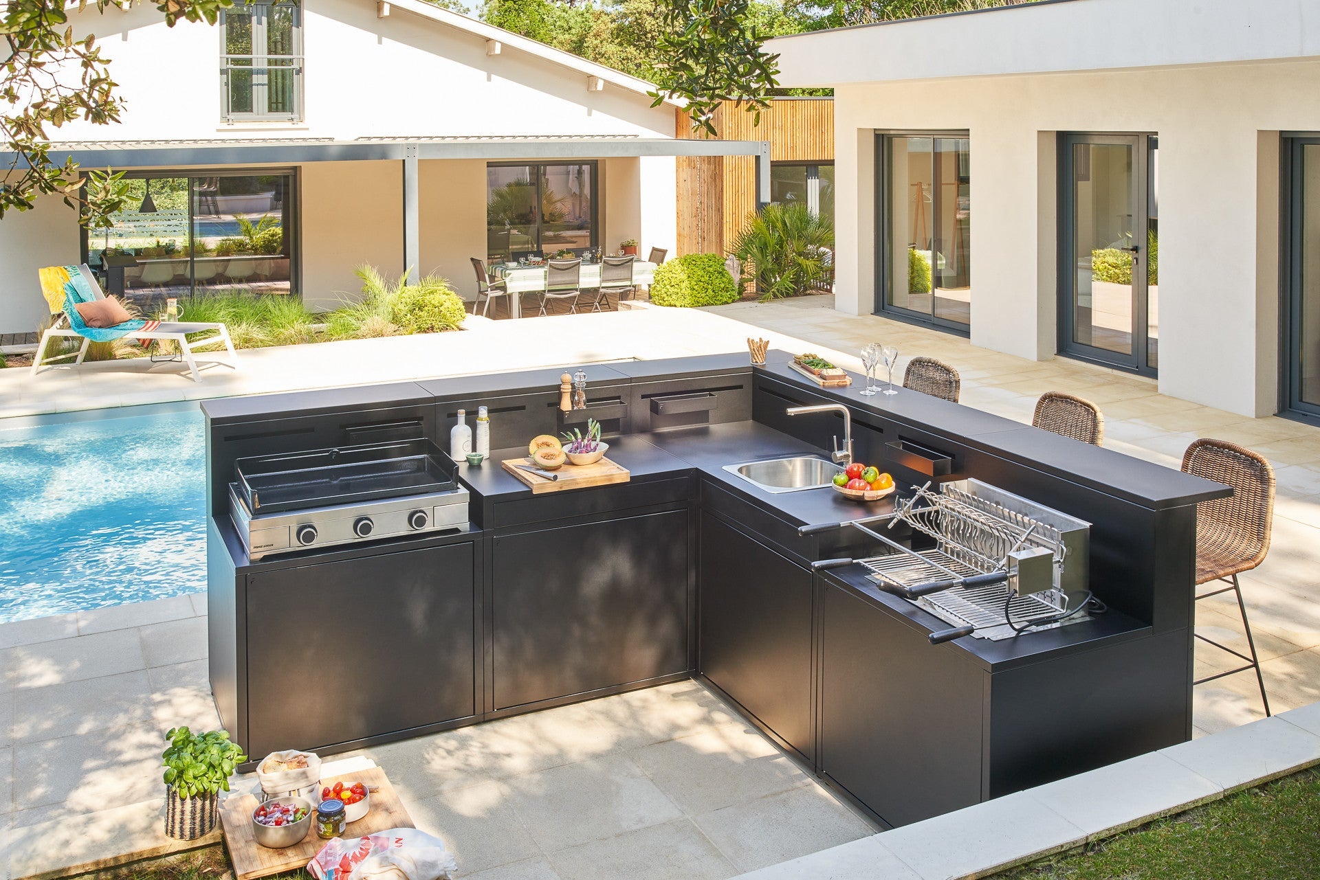 Hoek Module met Barblad – Forge Adour Buitenkeuken Forge Adour